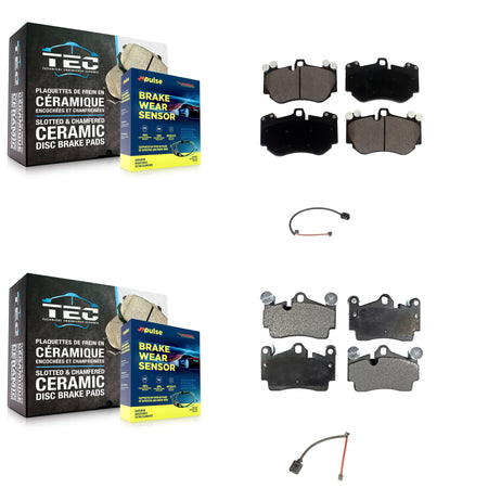 Front Rear Ceramic Disc Brake Pads And Wear Sensors Kit For Porsche Cayenne KTW-100299