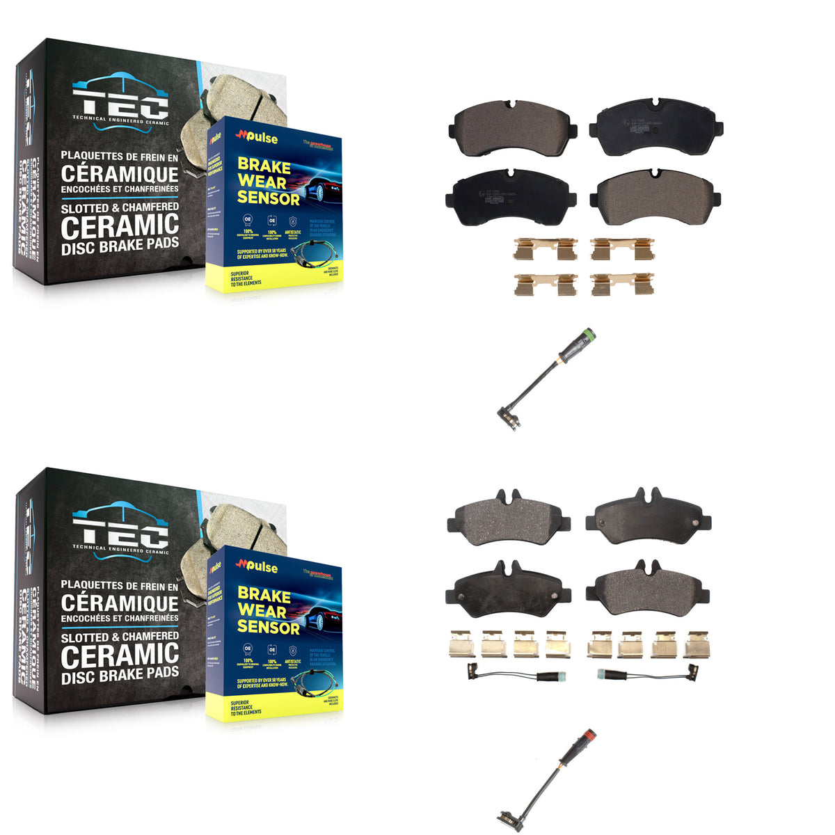 Front Rear Ceramic Disc Brake Pad & Extra Wear Sensor Kit For Mercedes-Benz Sprinter 3500 KTW-100307