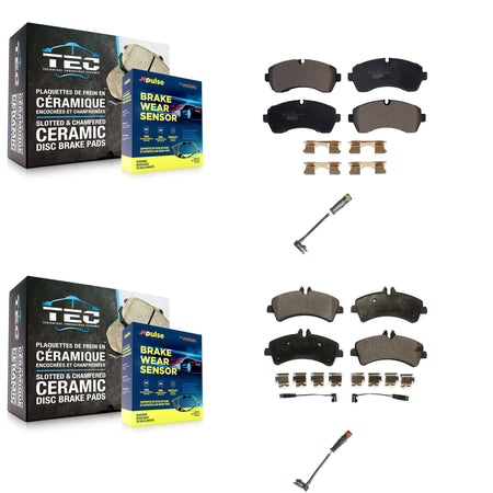 Front Rear Ceramic Disc Brake Pad & Extra Wear Sensor Kit For Mercedes-Benz Sprinter 3500 KTW-100309