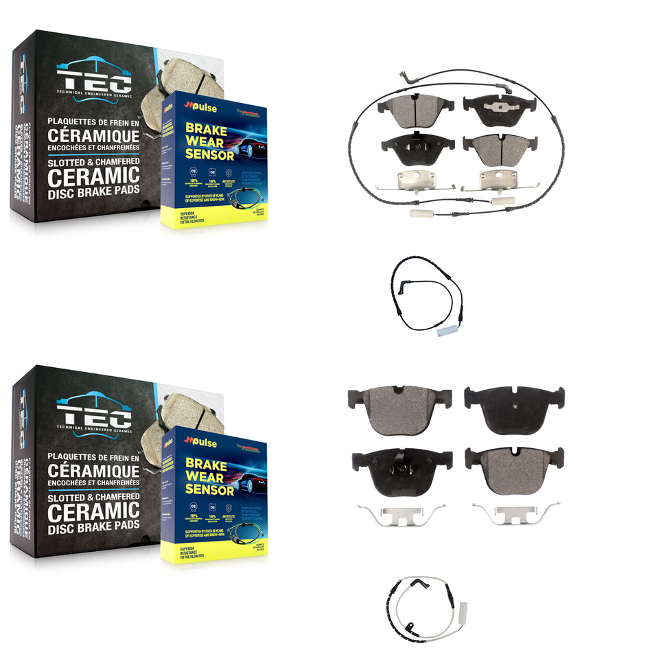 Front Rear Ceramic Brake Pads & Extra Wear Sensor Kit For BMW 750i 750Li 745i 745Li 760Li KTW-100320