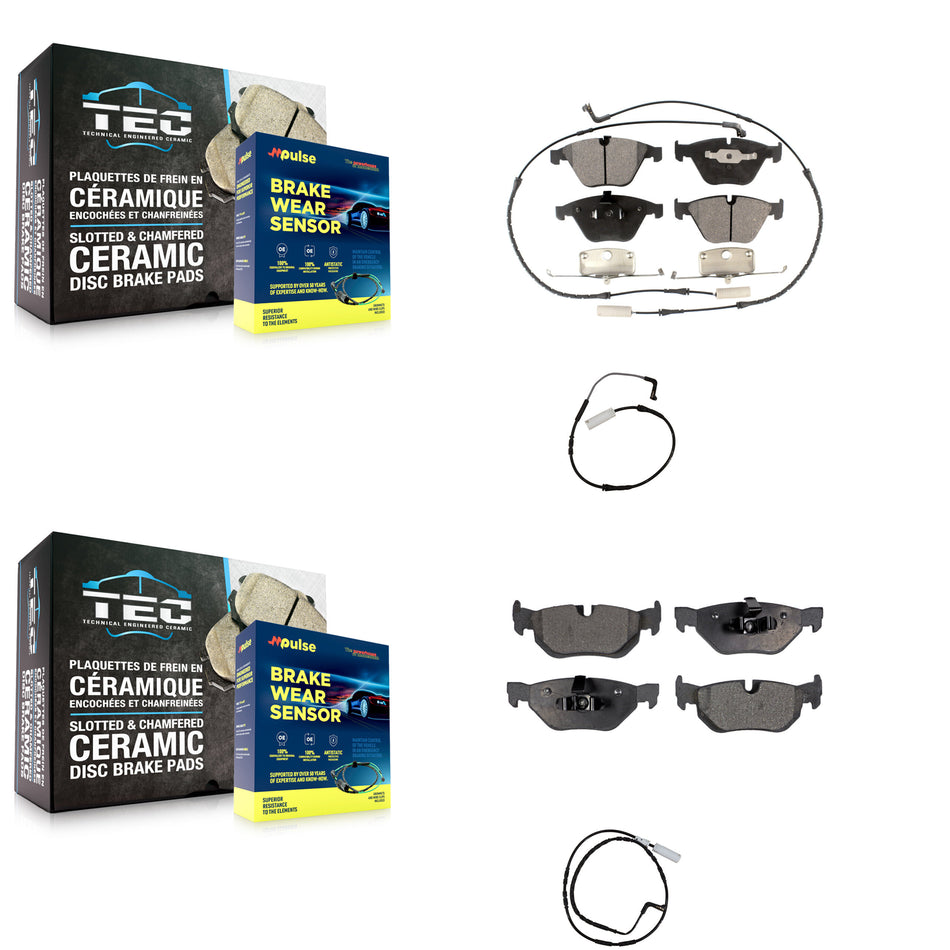 Front Rear Ceramic Disc Brake Pads And Extra Wear Sensors Kit For BMW 323i 328i KTW-100345