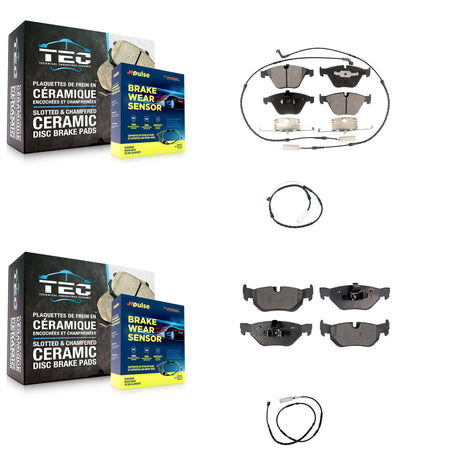 Front Rear Ceramic Brake Pads Extra Wear Sensor Kit For 13 BMW X1 xDrive28i with AWD 2.0L KTW-100349