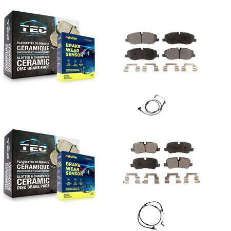 Front Rear Ceramic Disc Brake Pads And Wear Sensors Kit For 2005 Land Rover LR3 4.4L KTW-100358