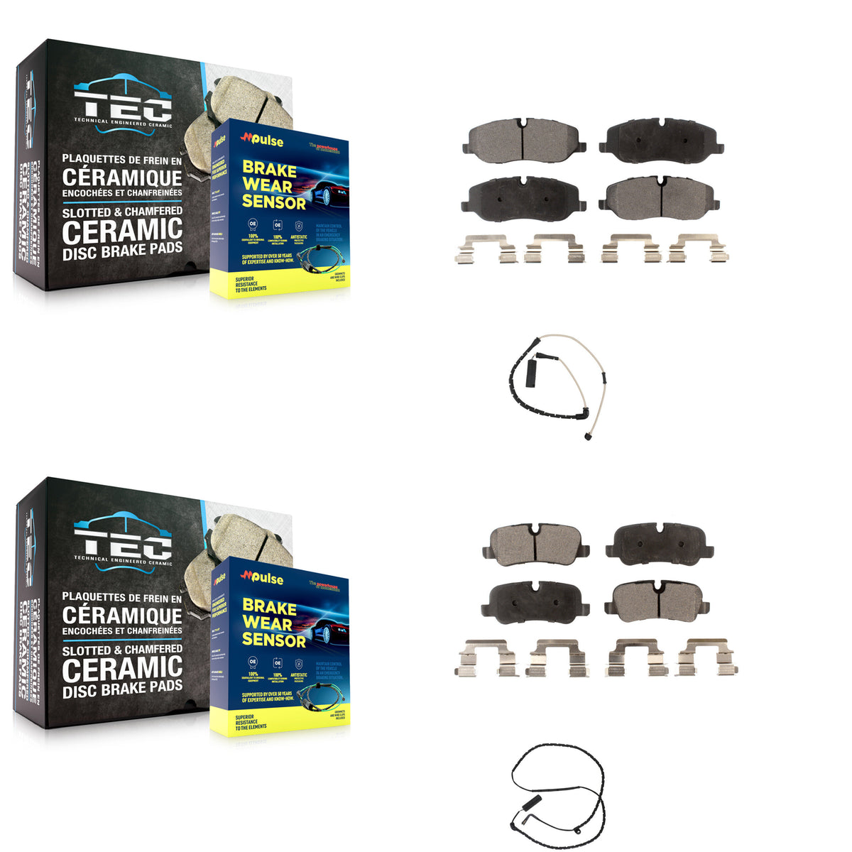Front Rear Ceramic Disc Brake Pads And Wear Sensors Kit For Land Rover Range KTW-100360