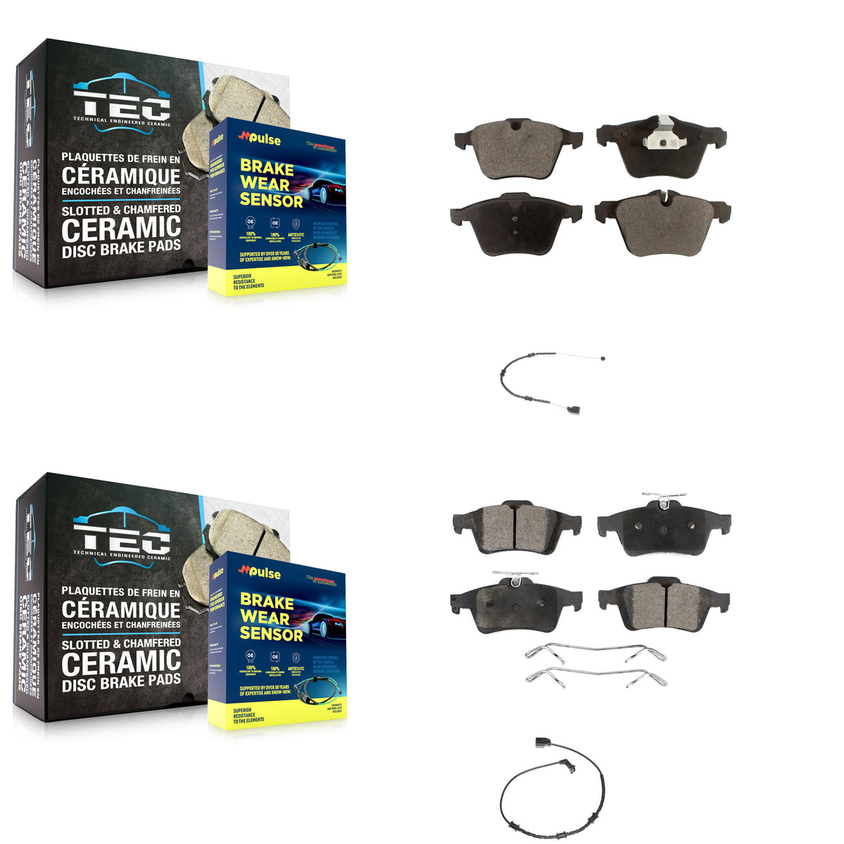 Front Rear Ceramic Disc Brake Pads And Wear Sensors Kit For Jaguar XJ KTW-100366