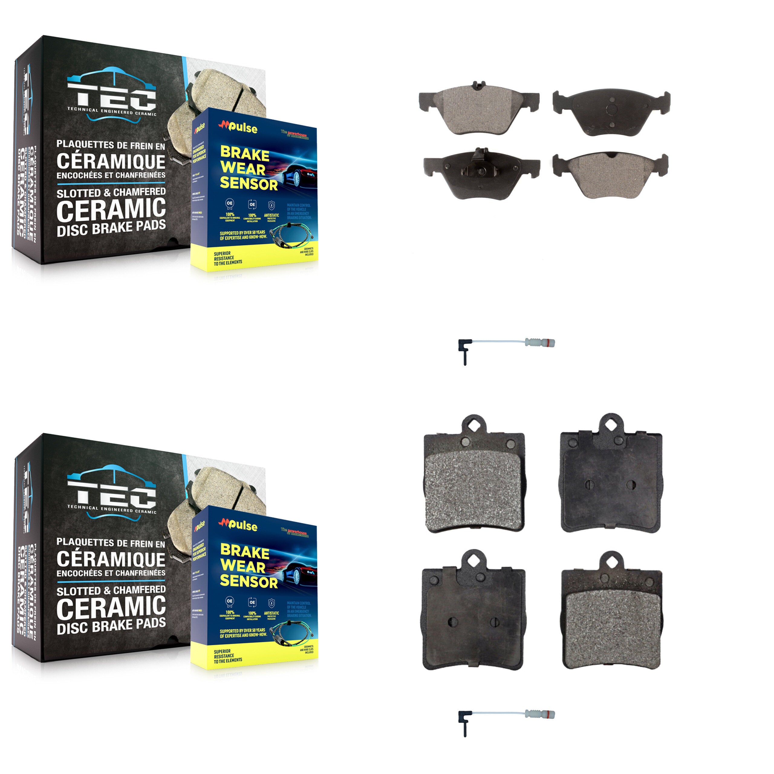 Front Rear Ceramic Disc Brake Pads And Wear Sensors Kit For Chrysler Crossfire KTW-100373