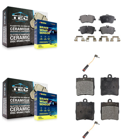 Front Rear Ceramic Disc Brake Pads And Wear Sensors Kit For Mercedes-Benz C230 C240 KTW-100374