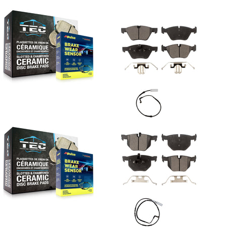 Front Rear Ceramic Disc Brake Pads And Wear Sensors Kit For 2006 BMW 330i KTW-100380