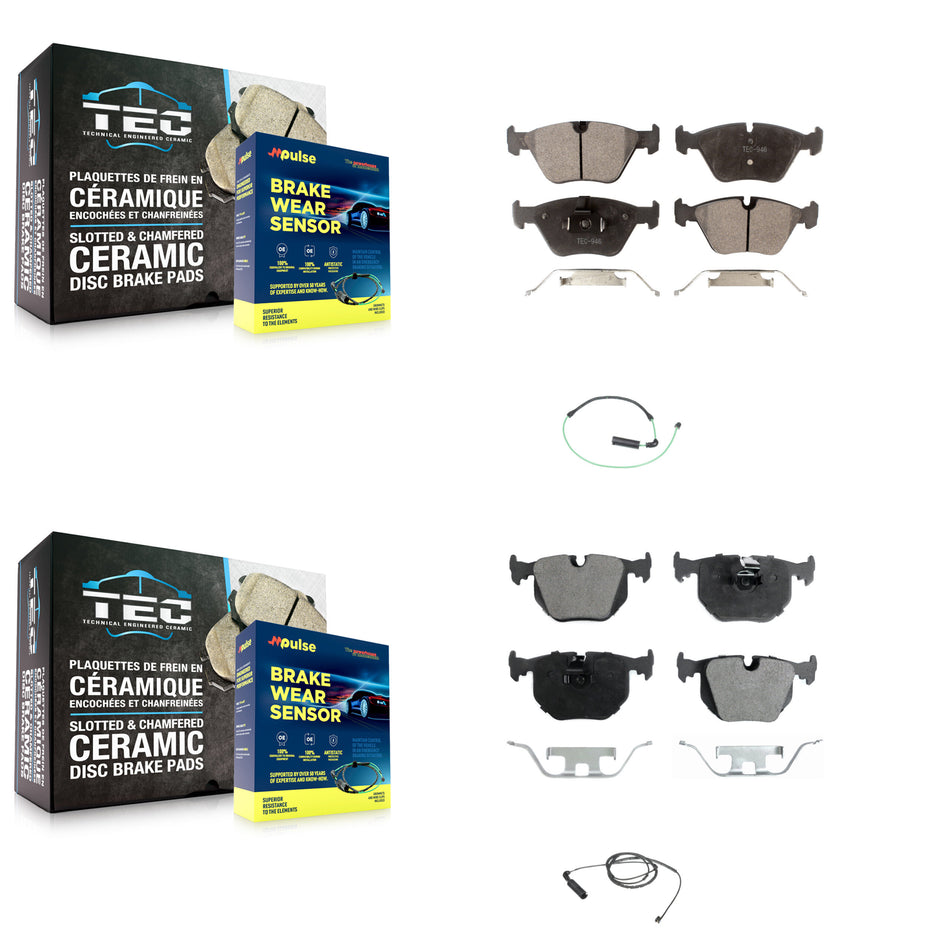 Front Rear Ceramic Disc Brake Pads And Wear Sensors Kit For BMW 330Ci 330i 330xi 3.0L KTW-100386