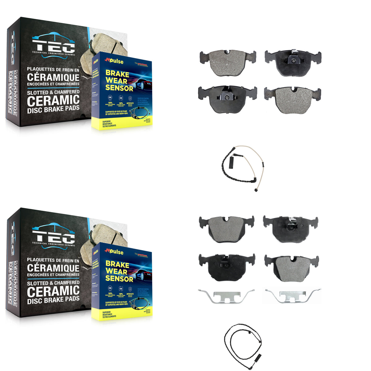 Front Rear Ceramic Disc Brake Pads And Wear Sensors Kit For Land Rover Range KTW-100389