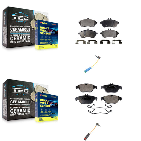 Front Rear Ceramic Brake Pad Wear Sensor Kit For Mercedes-Benz C250 Without Sport Package KTW-100395