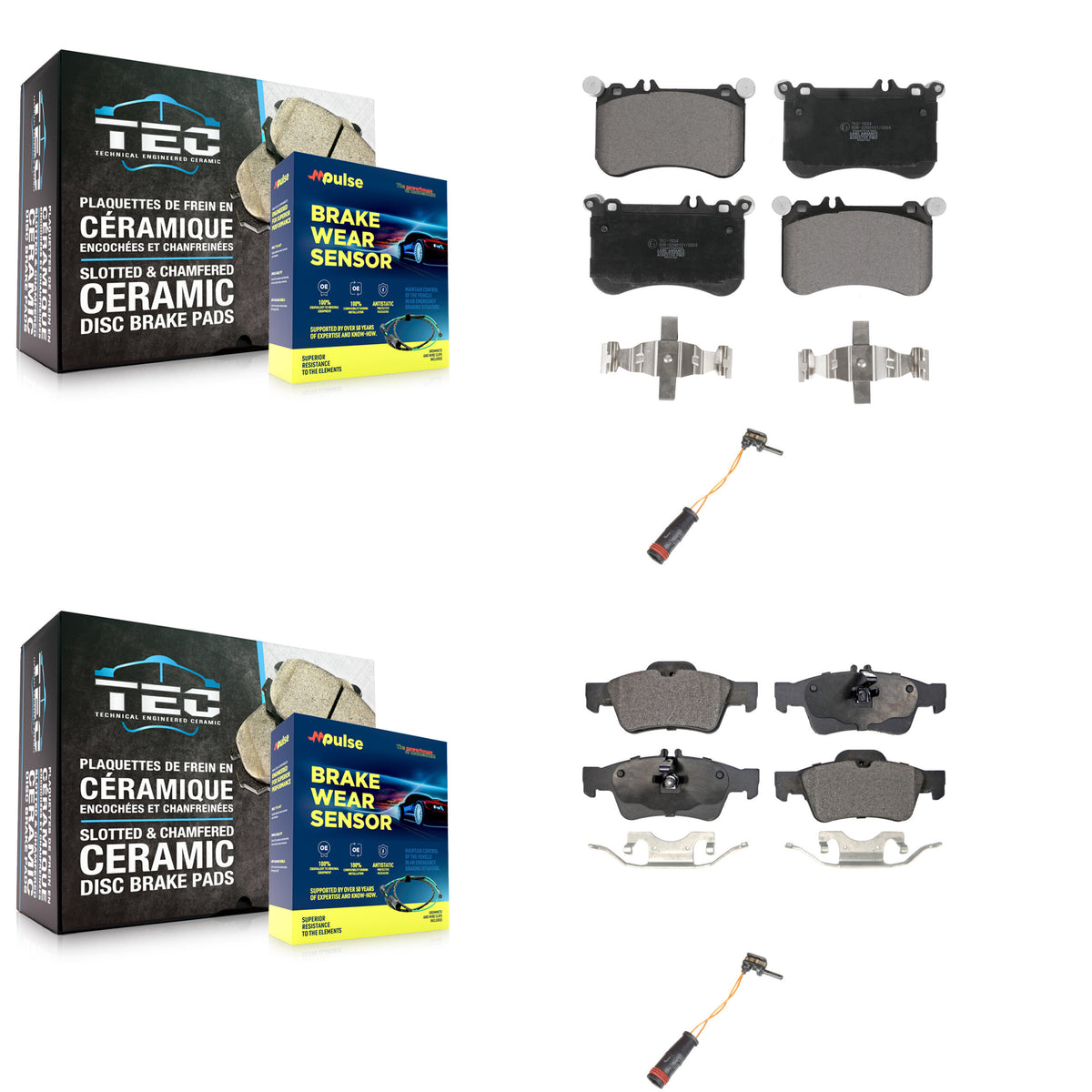 Front Rear Ceramic Disc Brake Pads And Wear Sensors Kit For Mercedes-Benz CLS550 E550 KTW-100398