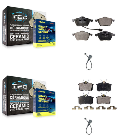 Front Rear Ceramic Disc Brake Pads And Extra Wear Sensors Kit For 2003-2006 Audi TT 1.8L KTW-100399