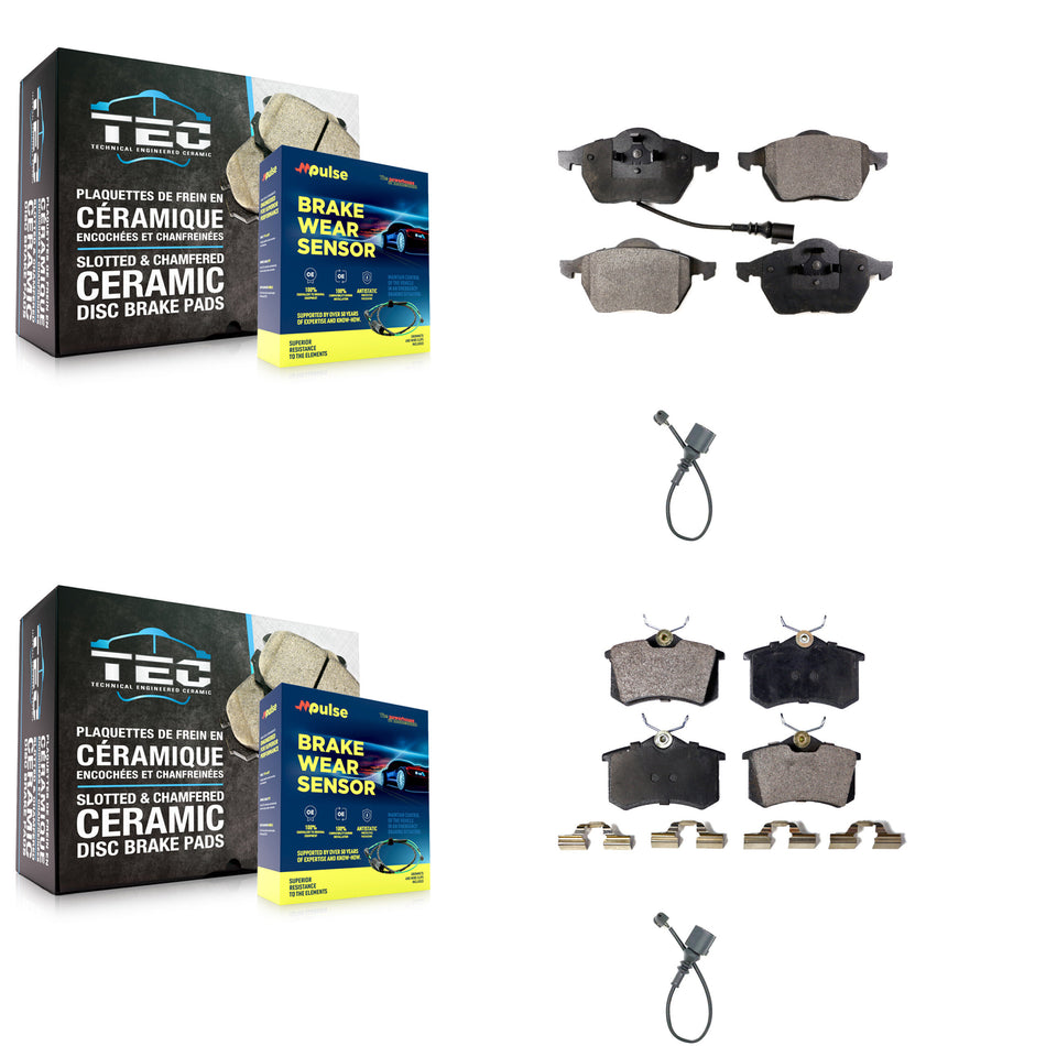Front Rear Ceramic Disc Brake Pads And Extra Wear Sensors Kit For 2003-2006 Audi TT 1.8L KTW-100399