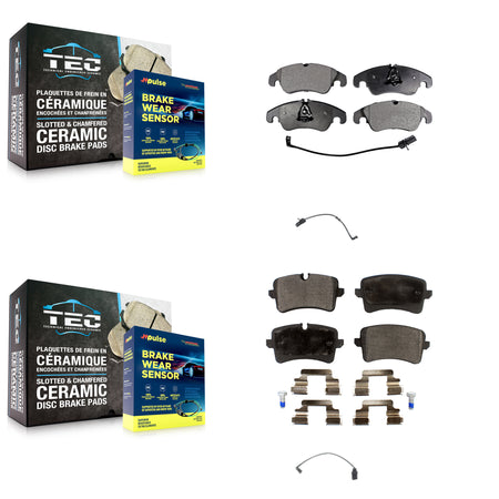 Front Rear Ceramic Disc Brake Pads And Extra Wear Sensors Kit For Audi A7 Quattro A6 KTW-100404