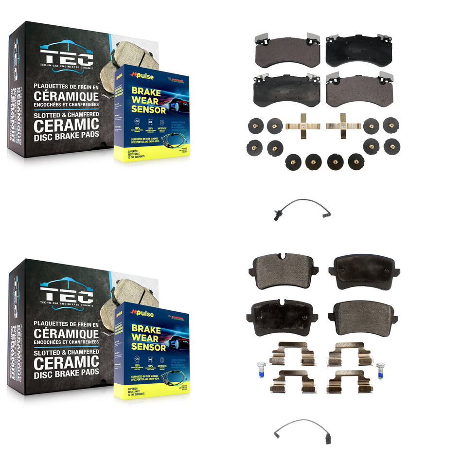Front Rear Ceramic Disc Brake Pads And Wear Sensors Kit For Audi S6 S7 KTW-100407