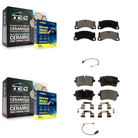 Front Rear Ceramic Disc Brake Pads & Wear Sensor Kit For Porsche Macan with Rotor KTW-100409