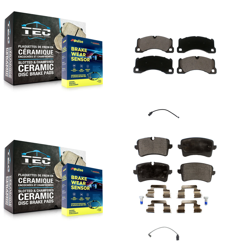 Front Rear Ceramic Disc Brake Pads And Wear Sensors Kit For 2017 Porsche Macan 2.0L KTW-100416