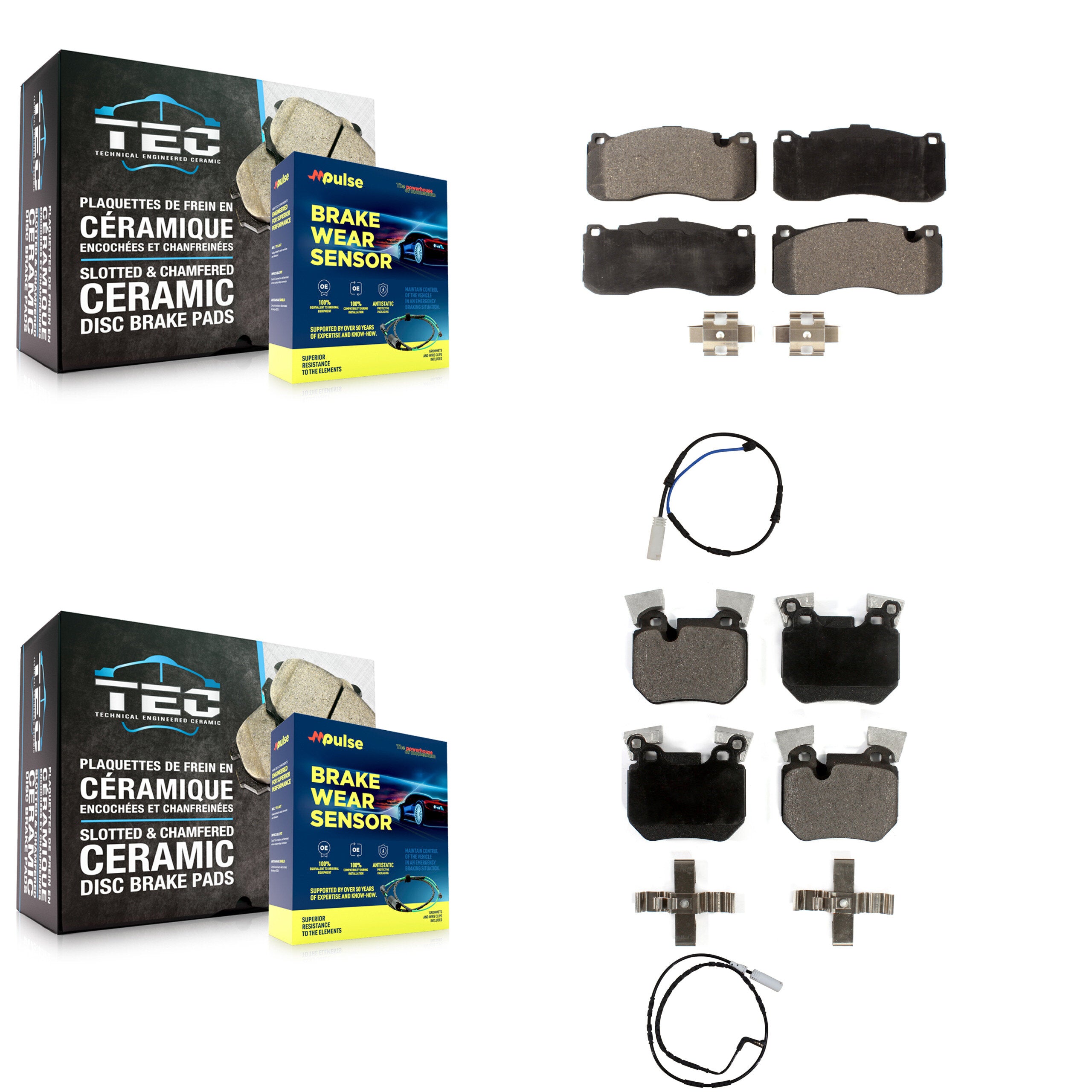 Front Rear Ceramic Disc Brake Pads And Wear Sensors Kit For BMW 135i 135is 3.0L KTW-100421