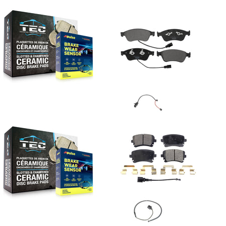 Front Rear Ceramic Disc Brake Pads And Extra Wear Sensors Kit For 2011 Audi S6 5.2L KTW-100425