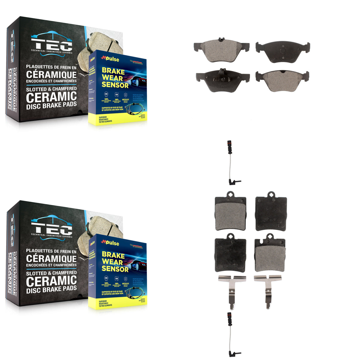 Front Rear Ceramic Disc Brake Pads And Wear Sensor Kit For Mercedes-Benz E320 CLK320 E430 KTW-100427