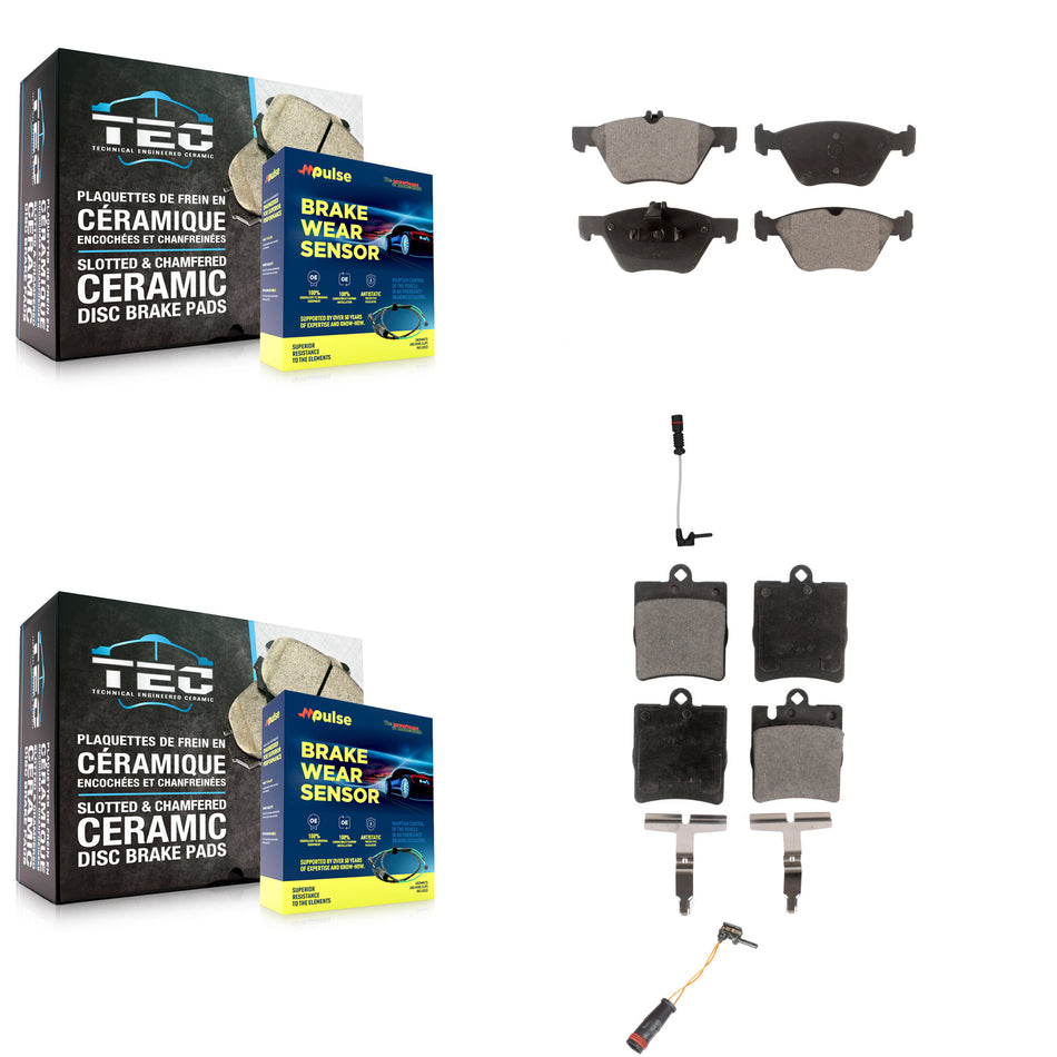 Front Rear Ceramic Disc Brake Pads And Wear Sensors Kit For Mercedes-Benz CLK320 KTW-100429