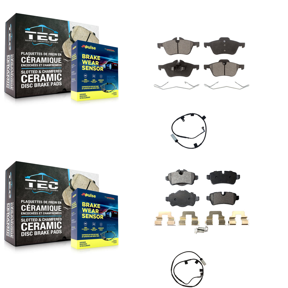 Front Rear Ceramic Disc Brake Pads And Wear Sensors Kit For Mini Cooper KTW-100432