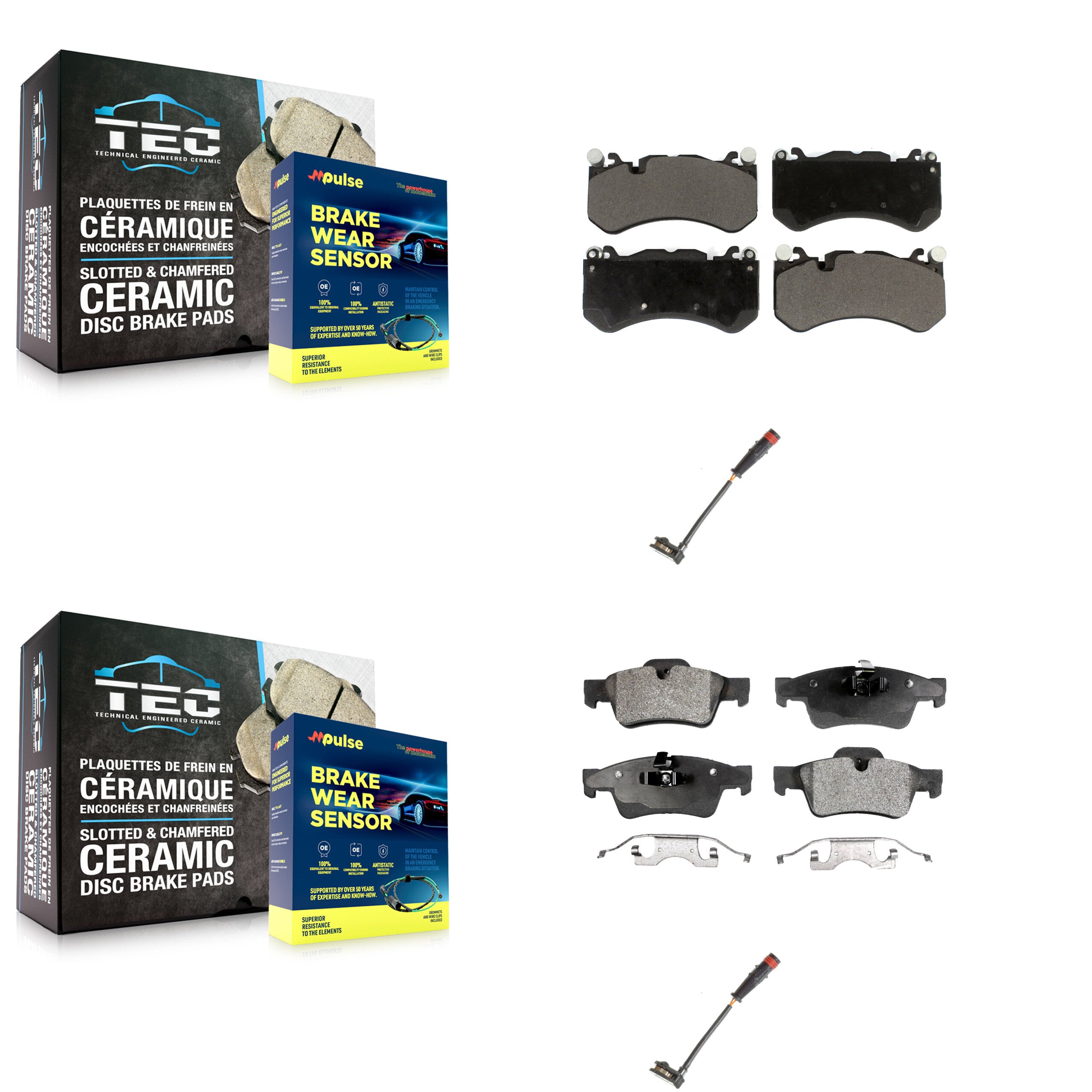 Front Rear Ceramic Disc Brake Pads And Wear Sensors Kit For Mercedes-Benz G63 AMG KTW-100435