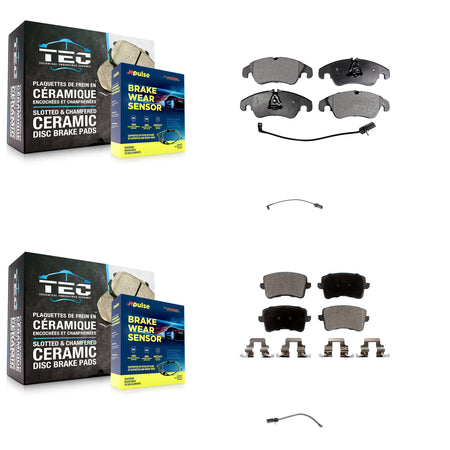 Front Rear Ceramic Disc Brake Pads And Extra Wear Sensors Kit For Audi Q5 KTW-100438