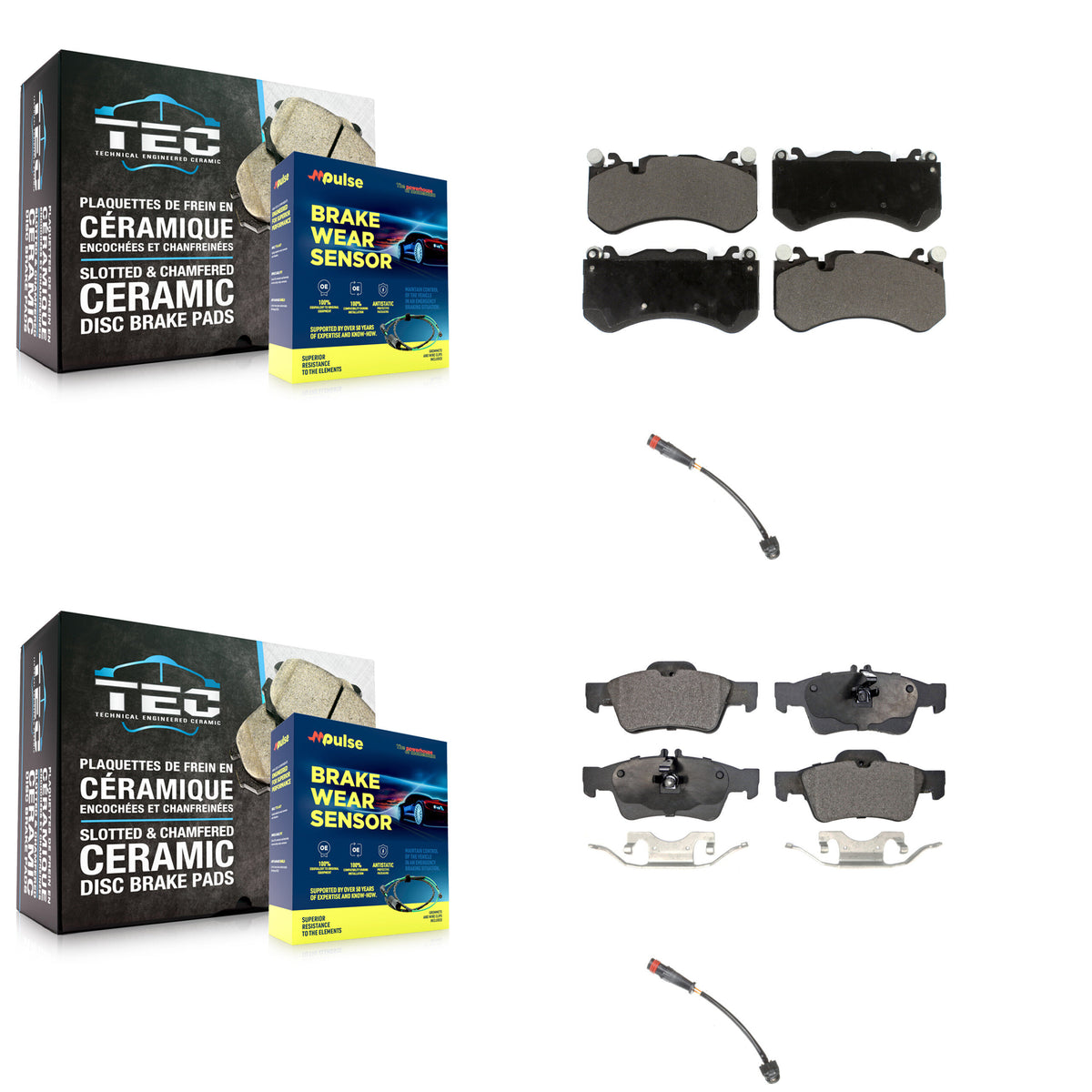 Front Rear Ceramic Disc Brake Pads And Wear Sensors Kit For Mercedes-Benz SL63 AMG SL65 KTW-100440