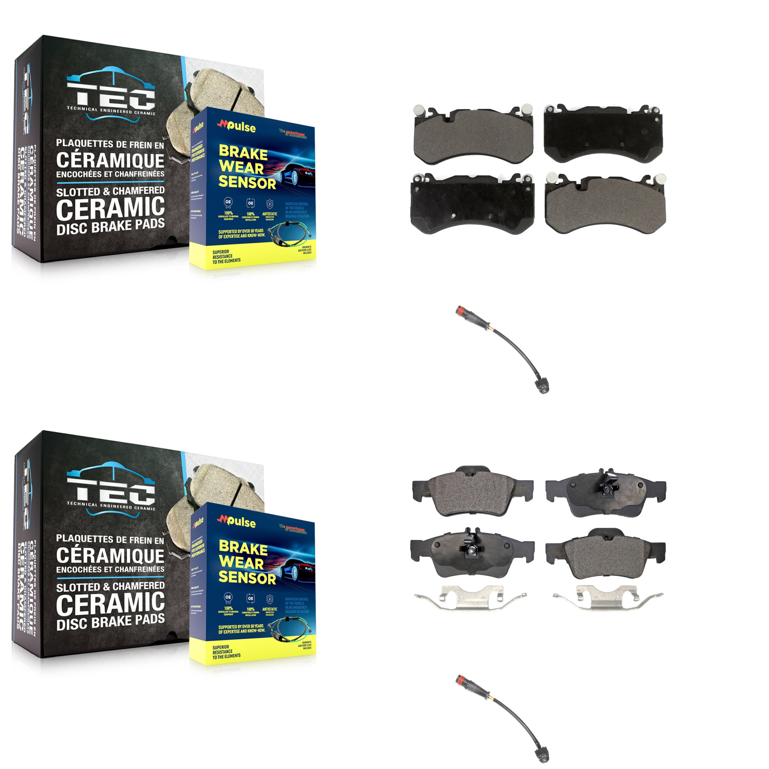 Front Rear Ceramic Disc Brake Pads And Wear Sensors Kit For Mercedes-Benz SL63 AMG SL65 KTW-100440