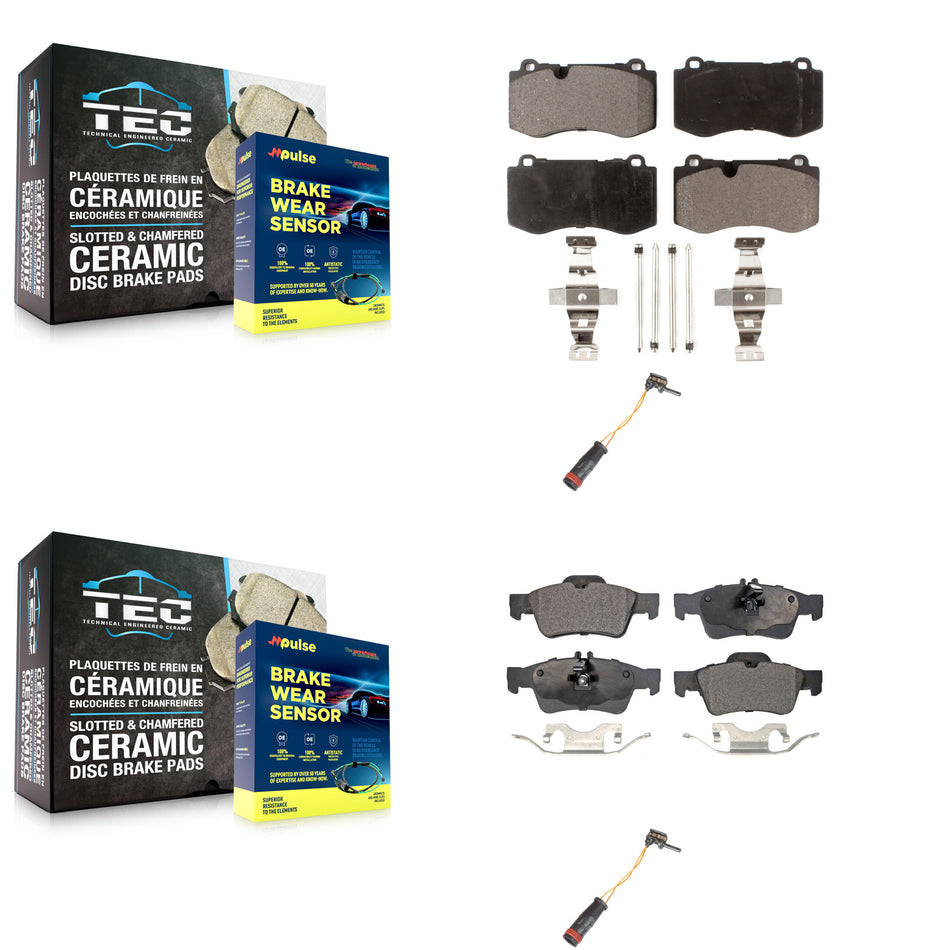 Front Rear Ceramic Brake Pad & Wear Sensor Kit For Mercedes-Benz SL550 With Sport Package KTW-100442