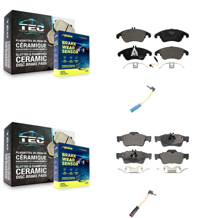 Front Rear Ceramic Disc Brake Pads And Extra Wear Sensors Kit For Mercedes-Benz E400 KTW-100443