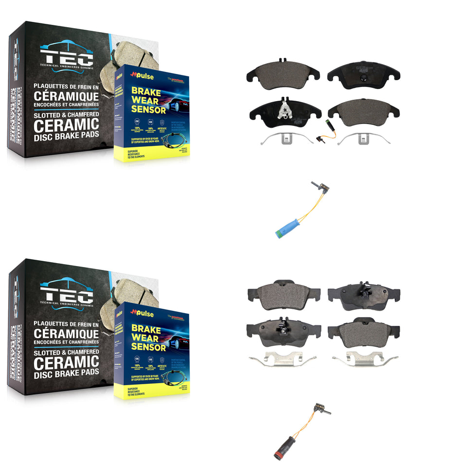 Front Rear Ceramic Disc Brake Pads And Extra Wear Sensors Kit For Mercedes-Benz E400 KTW-100443