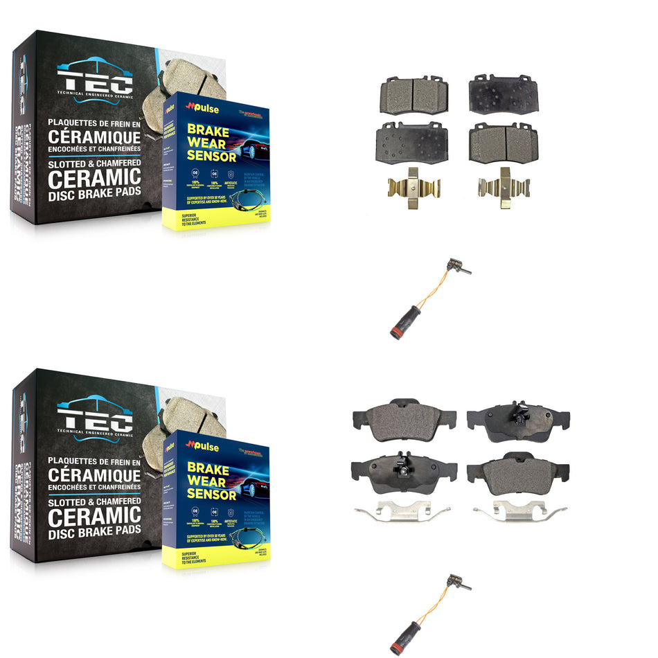 Front Rear Ceramic Brake Pad Wear Sensor Kit For Mercedes-Benz E350 SL500 SL550 E550 S500 KTW-100444