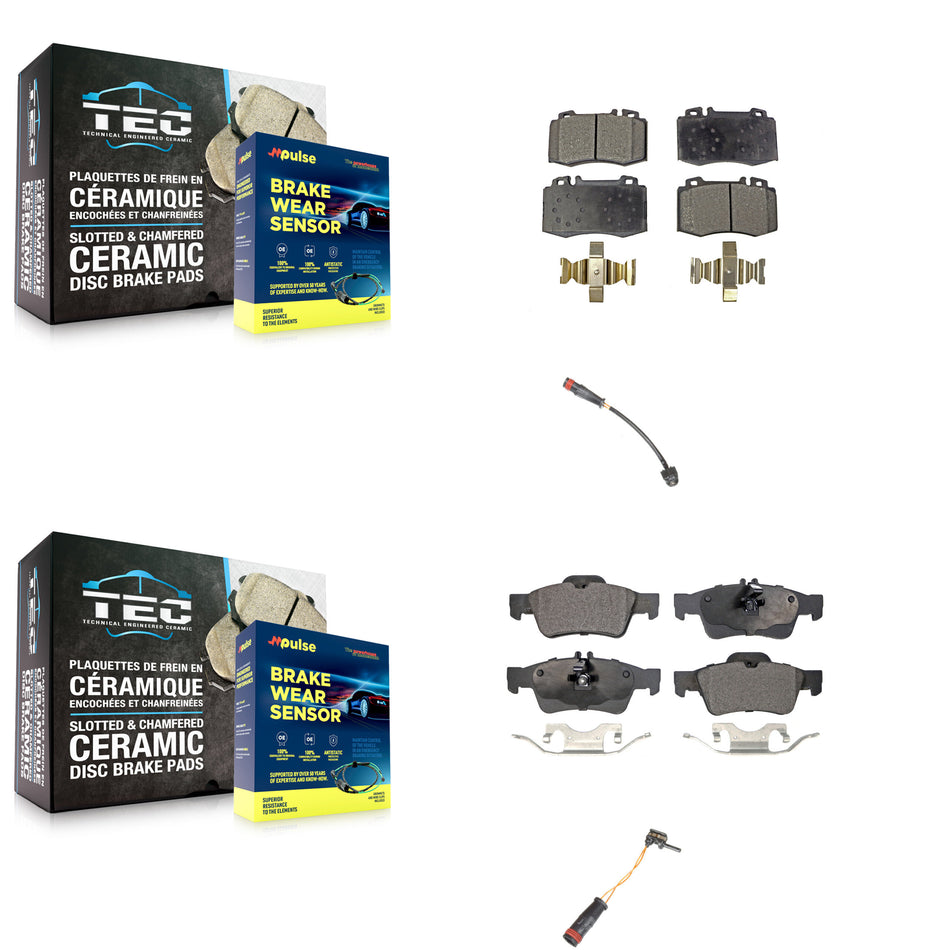Front Rear Ceramic Brake Pad & Wear Sensor Kit For Mercedes-Benz SL500 with Sport Package KTW-100445