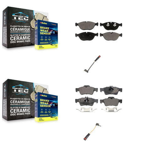 Front Rear Ceramic Disc Brake Pads And Wear Sensors Kit For Mercedes-Benz S500 S430 KTW-100446