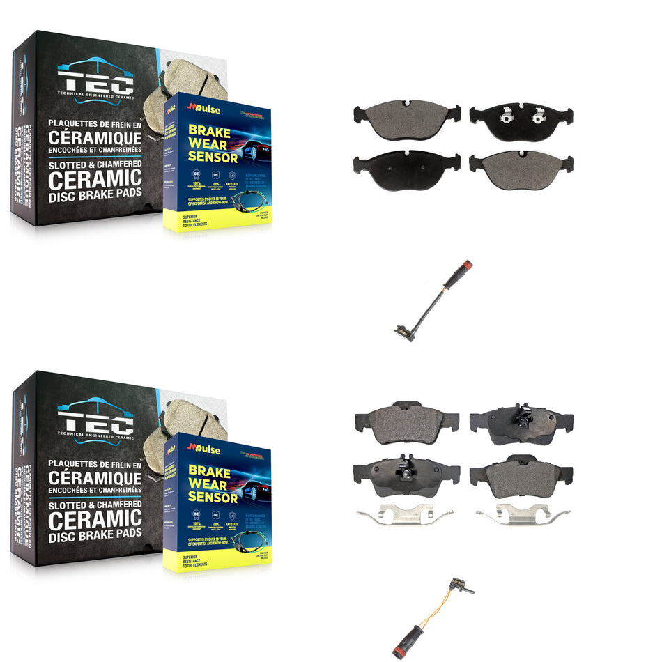 Front Rear Ceramic Disc Brake Pads And Wear Sensors Kit For Mercedes-Benz S500 S430 KTW-100446