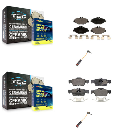 Front Rear Ceramic Disc Brake Pads And Wear Sensors Kit For Mercedes-Benz E350 RWD KTW-100448