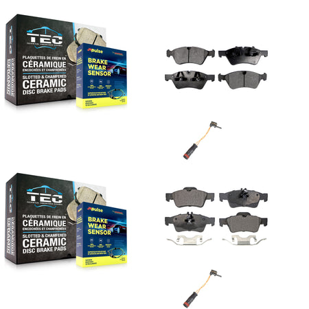 Front Rear Ceramic Disc Brake Pads And Wear Sensors Kit For Mercedes-Benz E350 AWD KTW-100450