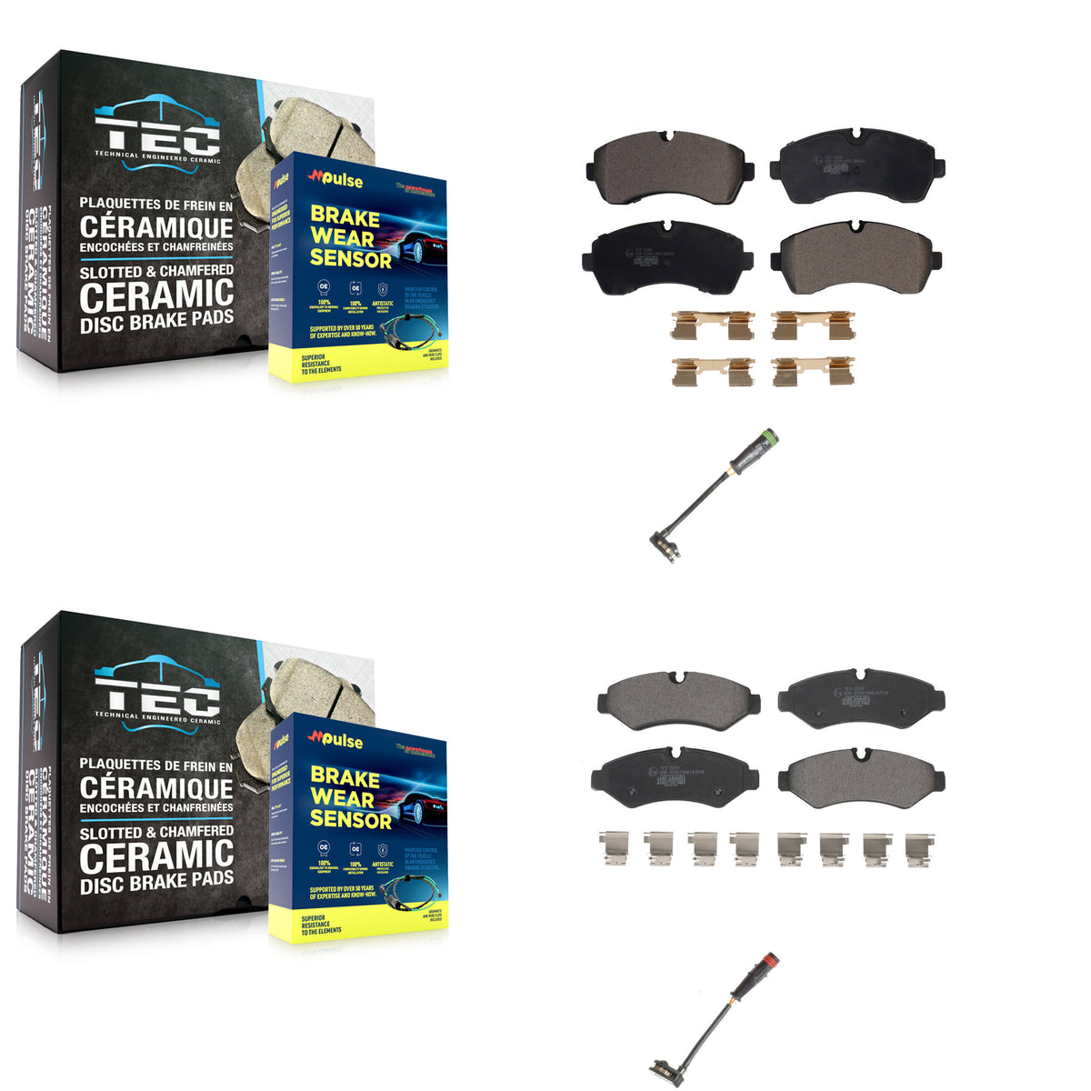Front Rear Ceramic Disc Brake Pads & Wear Sensor Kit For Mercedes-Benz Sprinter 2500 1500 KTW-100453