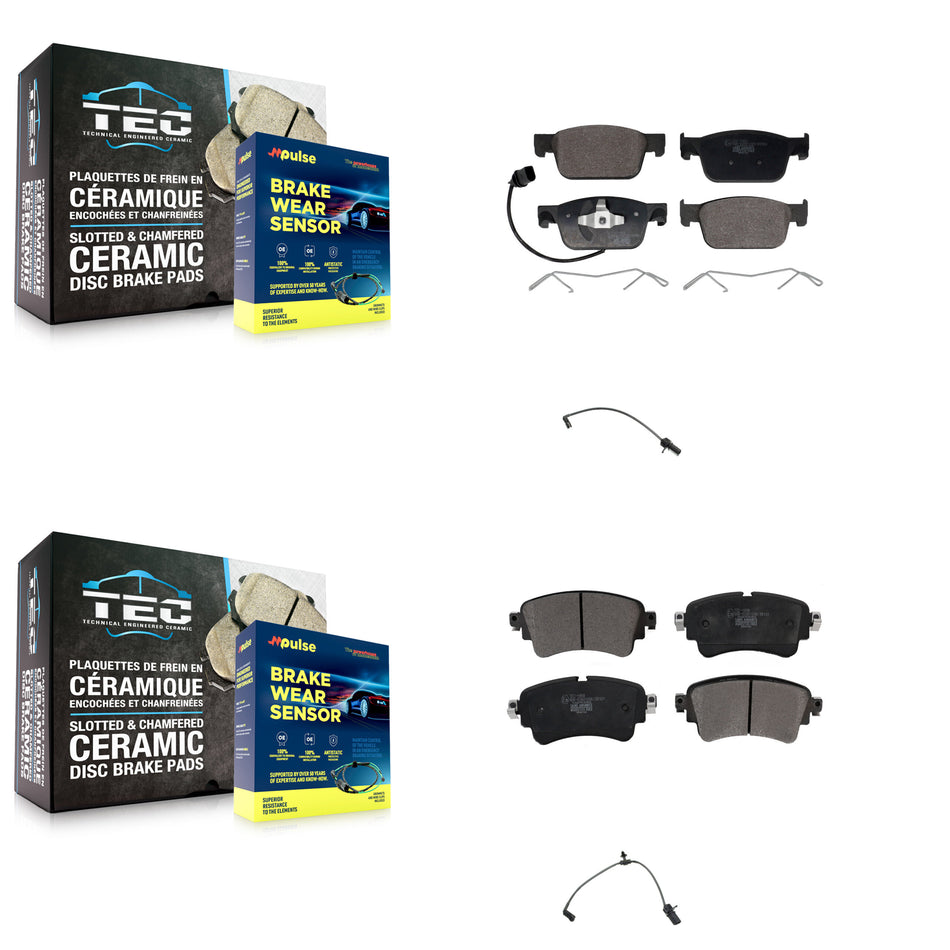Front Rear Ceramic Disc Brake Pads And Extra Wear Sensors Kit For Audi A4 Quattro KTW-100455