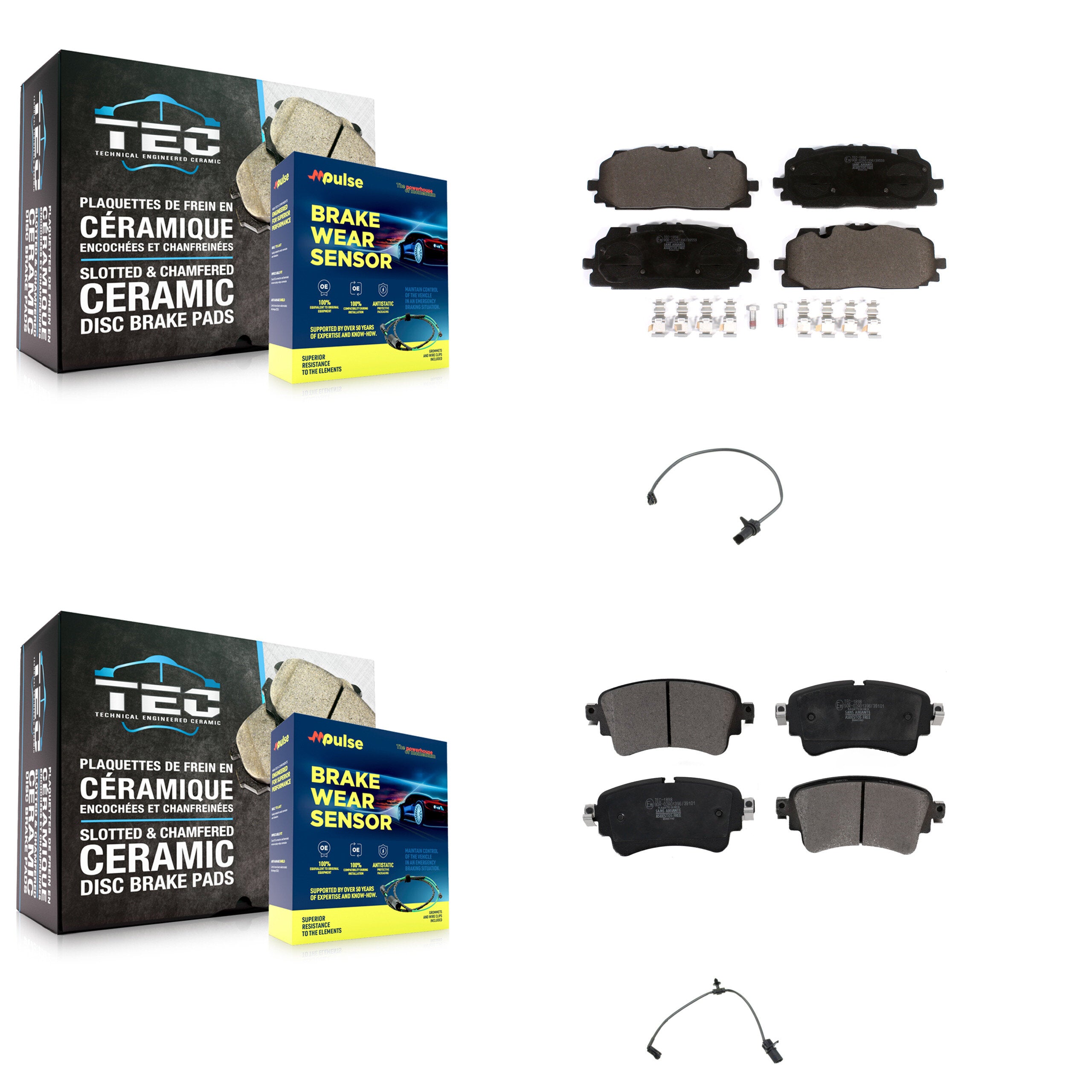 Front Rear Ceramic Disc Brake Pad Wear Sensor Kit For Audi S5 Sportback S4 Made in Europe KTW-100457