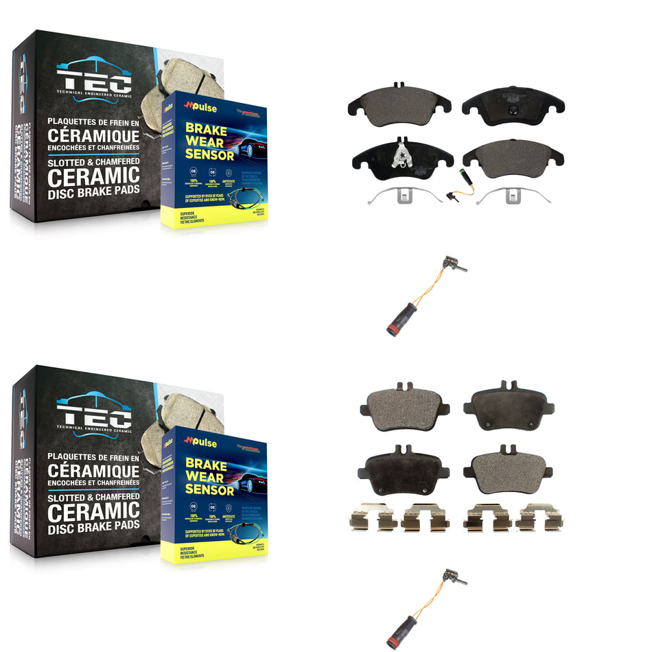 Front Rear Ceramic Disc Brake Pads And Extra Wear Sensors Kit For Mercedes-Benz SLK350 KTW-100460