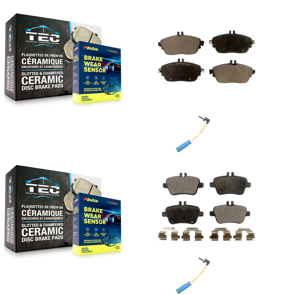 Front Rear Ceramic Disc Brake Pads & Wear Sensor Kit For Mercedes-Benz CLA250 GLA250 2.0L KTW-100461