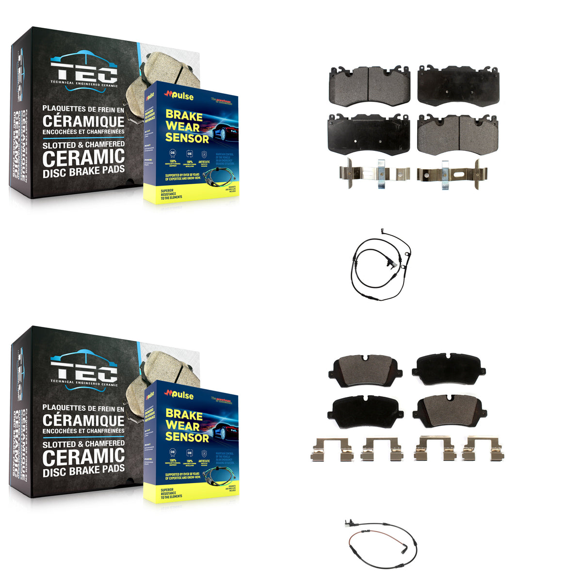 Front Rear Ceramic Disc Brake Pads And Wear Sensors Kit For Land Rover Range Sport KTW-100462