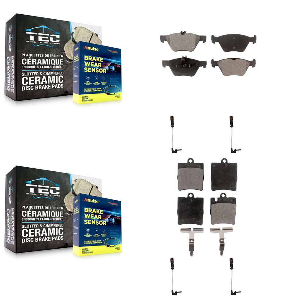 Front Rear Ceramic Disc Brake Pads And Wear Sensor Kit For Mercedes-Benz E320 CLK320 E430 KTW-100471