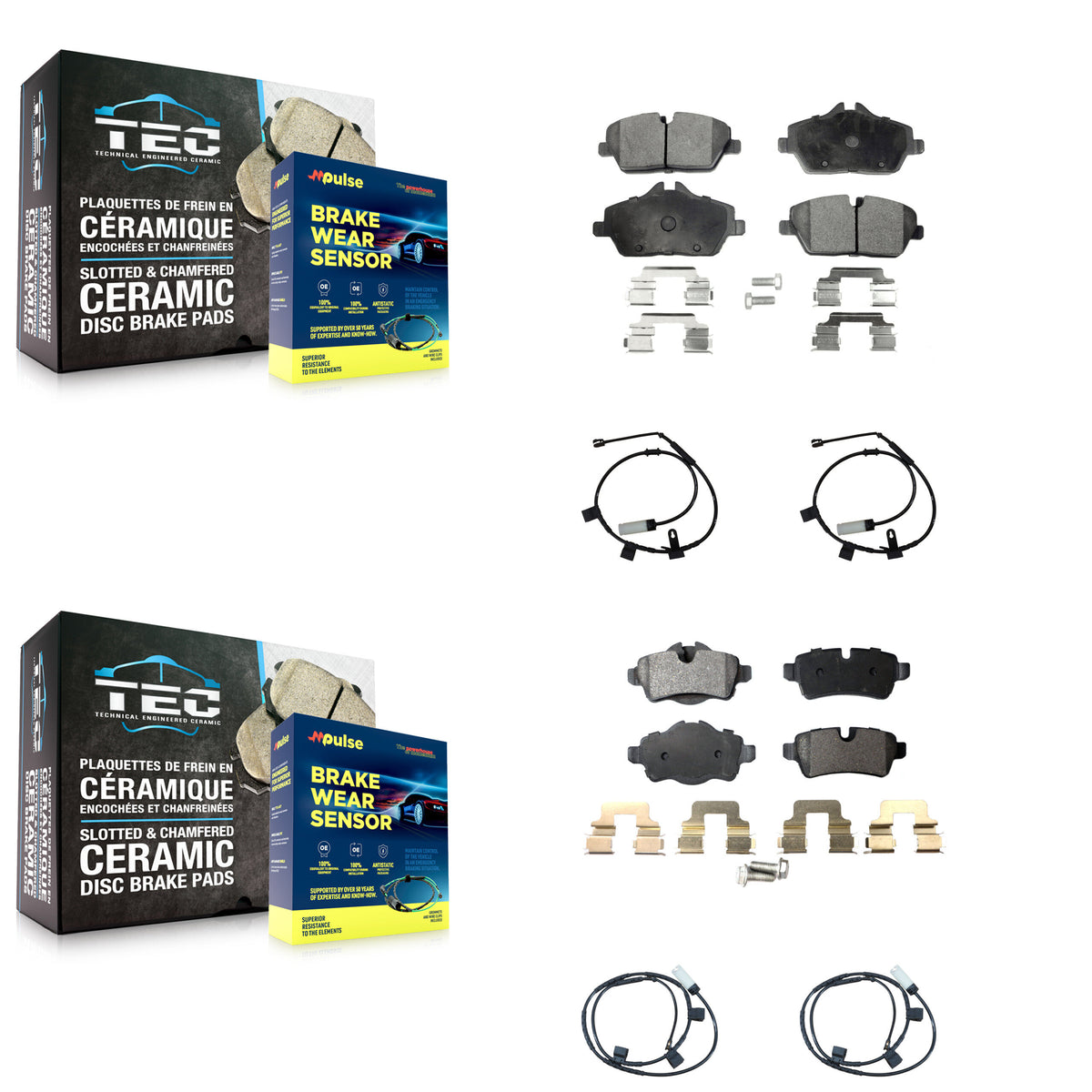 Front Rear Ceramic Disc Brake Pads And Wear Sensors Kit For Mini Cooper 1.6L KTW-100474