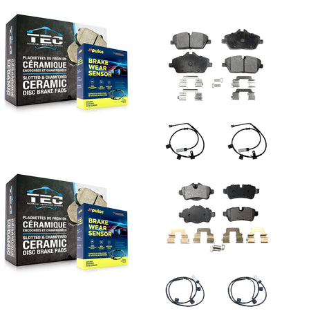 Front Rear Ceramic Disc Brake Pads And Wear Sensors Kit For Mini Cooper 1.6L KTW-100474