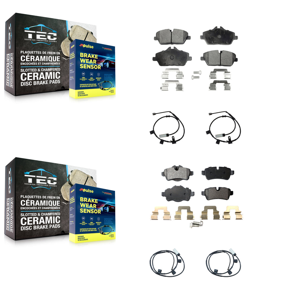Front Rear Ceramic Disc Brake Pads And Wear Sensors Kit For Mini Cooper 1.6L KTW-100474